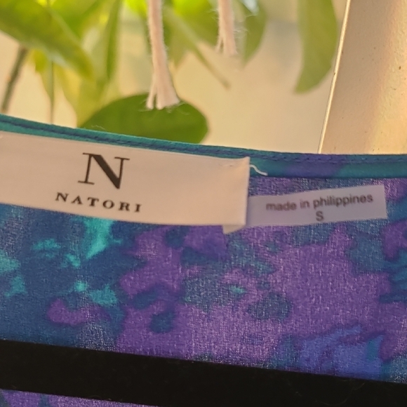 Natori Blue and Purple Floral Top - Picture 2 of 6